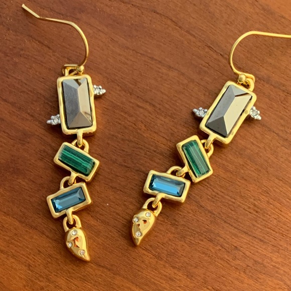 Alexis Bittar Molten Metal Multi Gemstone Malachite Dangling Earrings - Picture 6 of 15